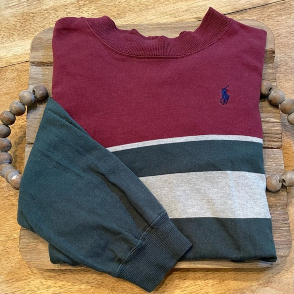 Vintage Polo by Ralph Lauren Boy’s Medium Maroon/Green/Gray Long Sleeve Pullover